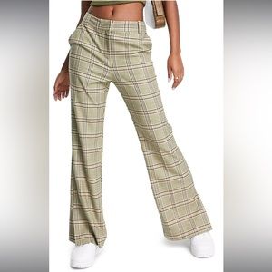 Topshop plaid wide leg pants